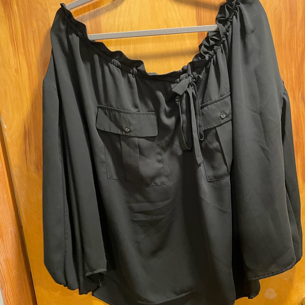Tie front off the shoulder blouse